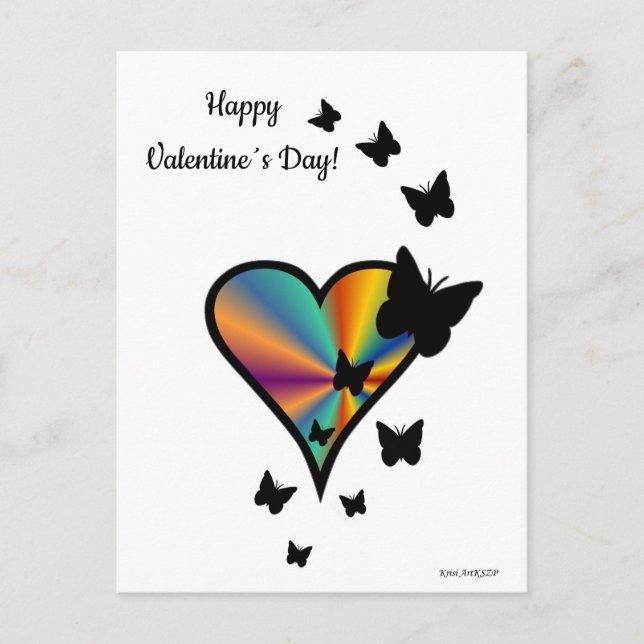 Rainbow Heart och Butterfly Vykort (Framsida)