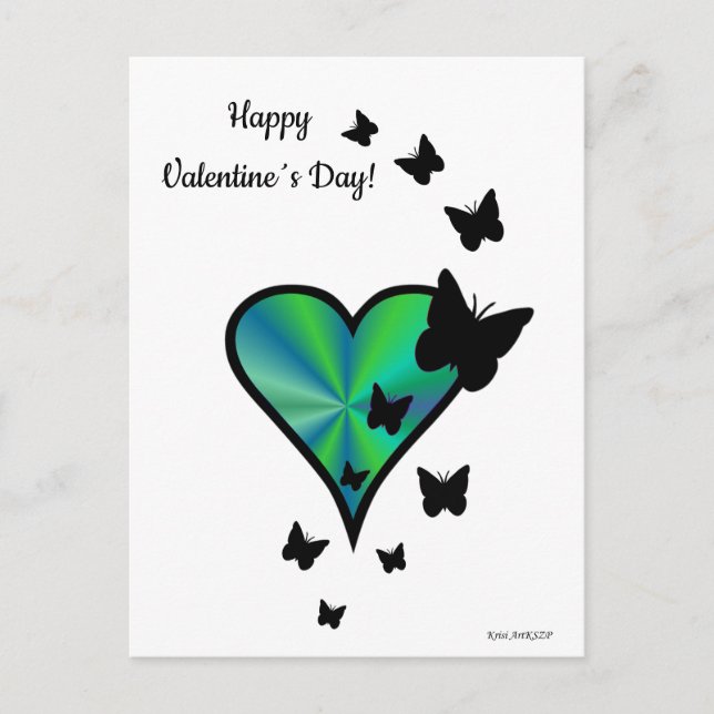 Rainbow Heart och Butterfly Vykort (Framsida)