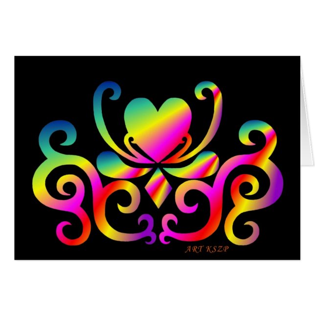 Rainbow Heart och Lily Hälsningskort (Framsidan Horizontal)