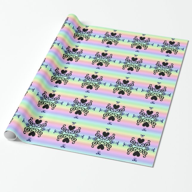 Rainbow Heart och Lily Presentpapper (Utrullad)