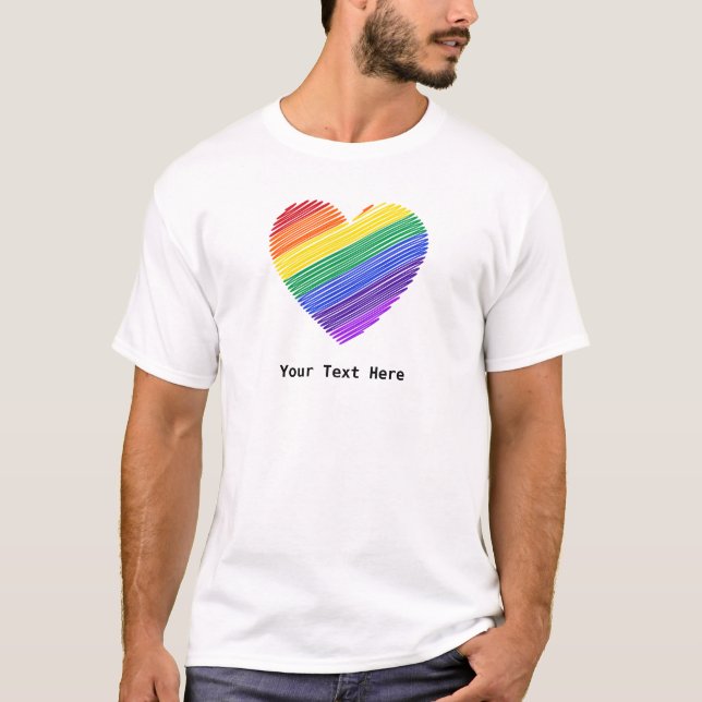 Rainbow Heart of Kärlek T Shirt (Framsida)