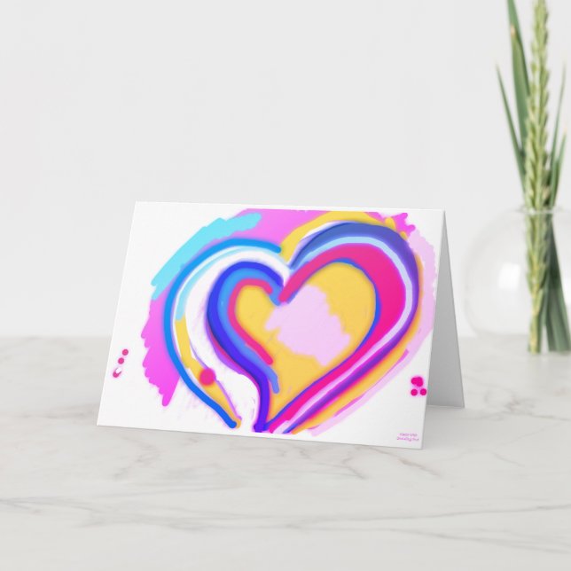 RAINBOW HEART ORIGINAL ART Foleting Card Kort (Framsida)