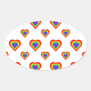 Rainbow Heart Ovalt Klistermärke