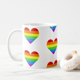 Rainbow Heart Pattern Mug Kaffemugg