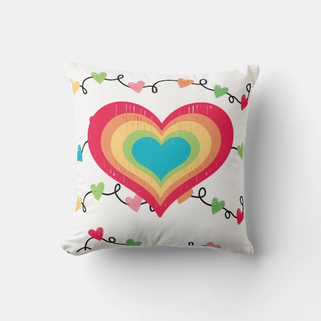 Rainbow Heart Pillow Kudde (Framsida)