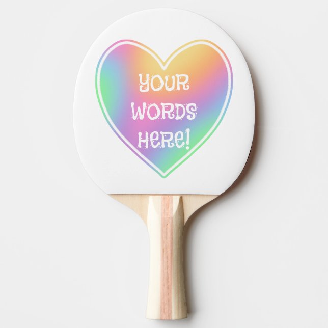 Rainbow Heart Ping Pong Paddle Pingisracket (Framsidan)