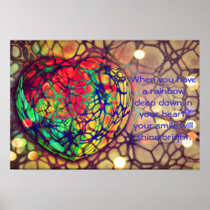Rainbow Heart Poster med citat