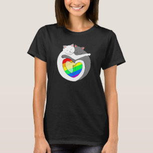 Rainbow Heart Pride Cats Cute Kitten Lgbtqia T Shirt