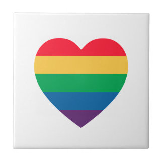 Rainbow Heart Pride Ceramic Tile Kakelplatta