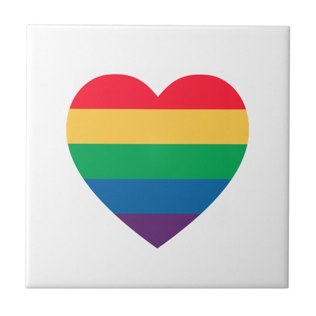 Rainbow Heart Pride Ceramic Tile Kakelplatta (Framsidan)