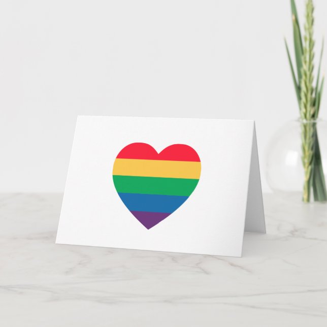 Rainbow Heart Pride Greeting Card - Blank Inside Kort (Framsida)
