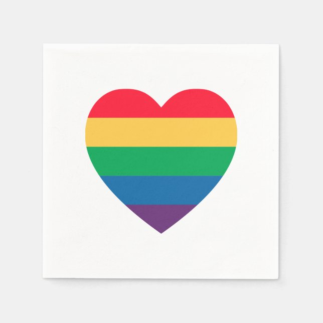 Rainbow Heart Pride Papper Napkins Pappersservett (Framsidan)