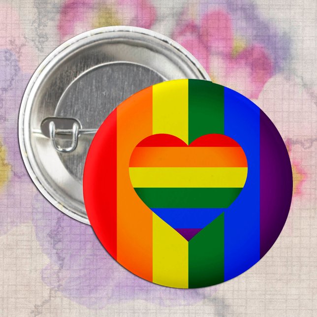 Rainbow Heart & Pride Rainbow Flagga /LGBT communi Knapp (Skapare uppladdad)