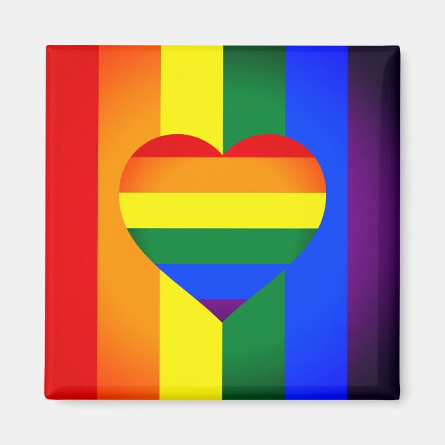 Rainbow Heart & Pride Rainbow Flagga /LGBT communi Magnet (Framsidan)