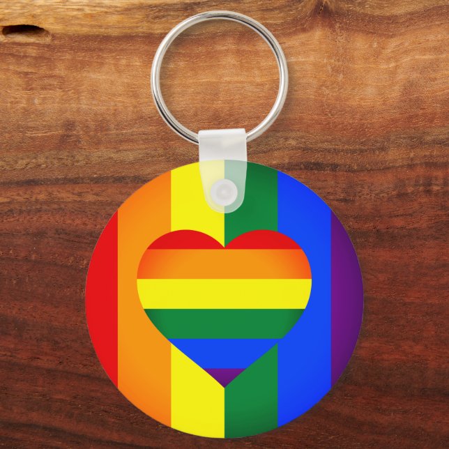 Rainbow Heart & Pride Rainbow Flagga /LGBT communi Nyckelring (Framsida)