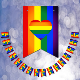 Rainbow Heart & Pride Rainbow Flagga/LGBT party Vimplar