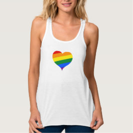 Rainbow Heart Pride Tee Linne Med Racerback