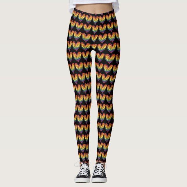 Rainbow Heart-Pridet Leggings (Framsida)