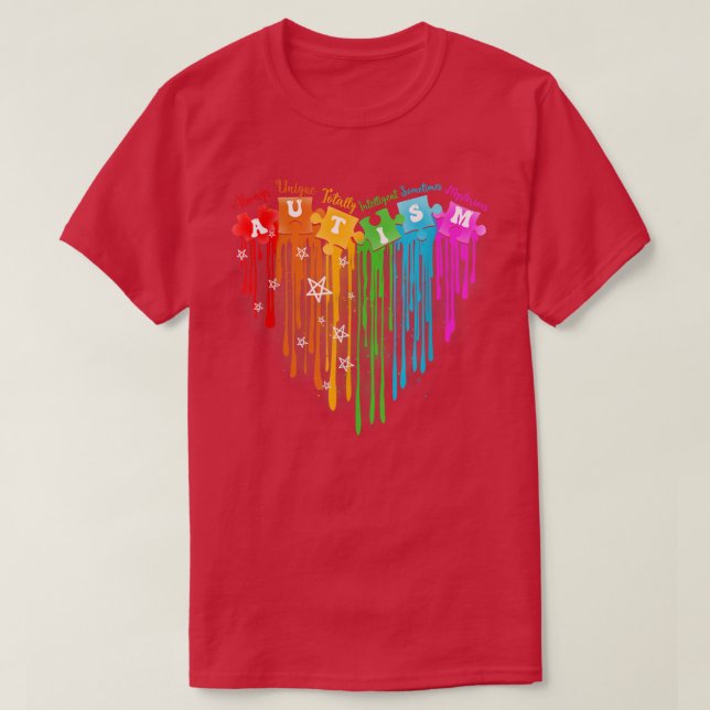Rainbow Heart Puzzle Autism Awareness Month Autism T Shirt (Design framsida)