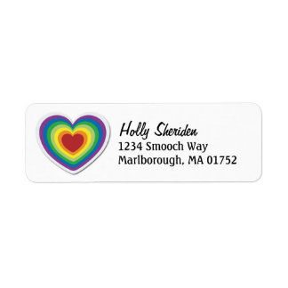 Rainbow Heart Returadress Etikett