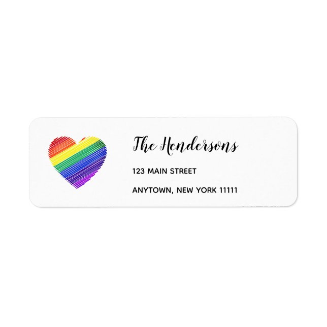 Rainbow Heart-Returetiketter Returadress Etikett (Framsidan)