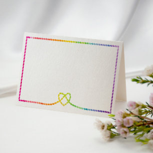 Rainbow Heart Rope Nautical LGBT Bröllop Ställe Kort
