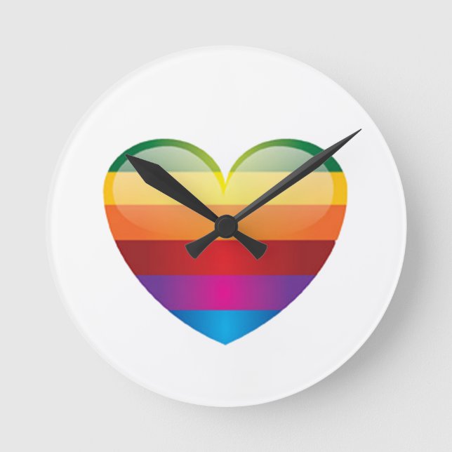 Rainbow Heart Rund Klocka (Framsida)