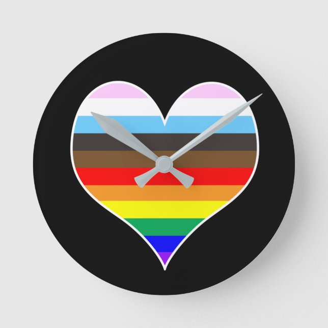 Rainbow Heart Rund Klocka (Framsida)