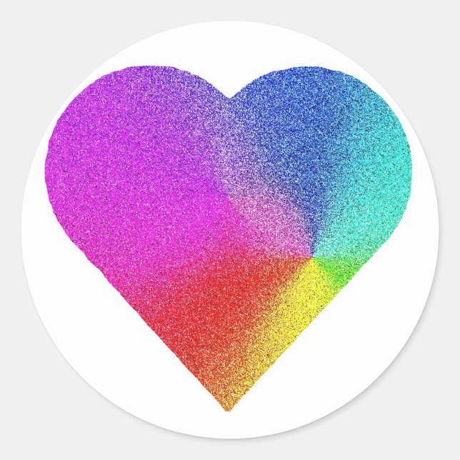 Rainbow Heart Runt Klistermärke (Framsida)