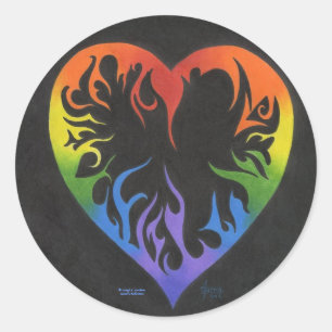 Rainbow Heart Runt Klistermärke