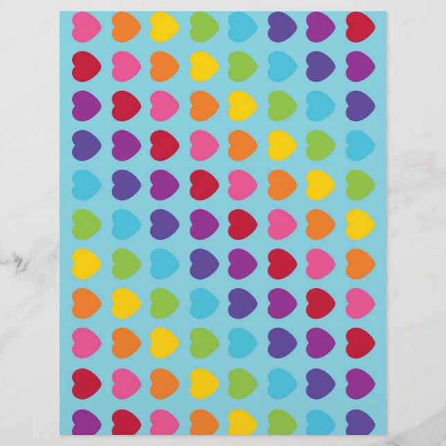 Rainbow Heart Scrapbook Papper Patternated Papper (Framsida)