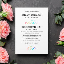Rainbow Heart Script Cute LGBT Bröllop