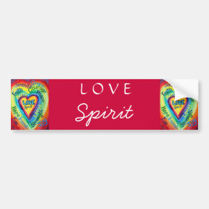 Rainbow Heart Spirit Ord Bumper Sticker Bildekal