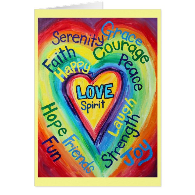 Rainbow Heart Spirit Ord Card Hälsningskort (Framsidan)