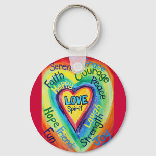 Rainbow Heart Spirit Ord Keychain Nyckelring