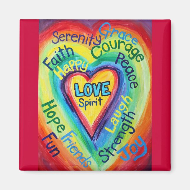 Rainbow Heart Spirit Ord Magnet (Framsidan)