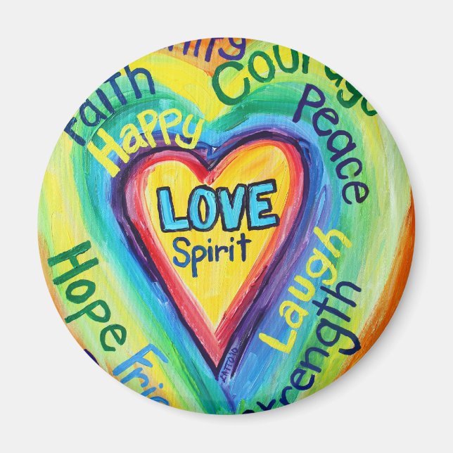 Rainbow Heart Spirit Ord Magnet (Framsidan)