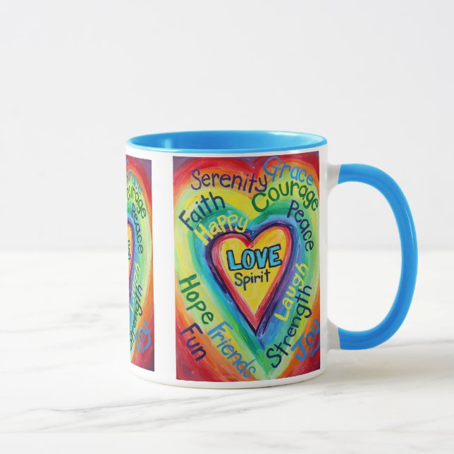 Rainbow Heart Spirit Ord Mugg (Höger)