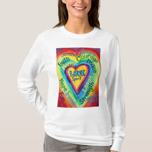 Rainbow Heart Spirit Ord Shirt (framsidan) Tröja