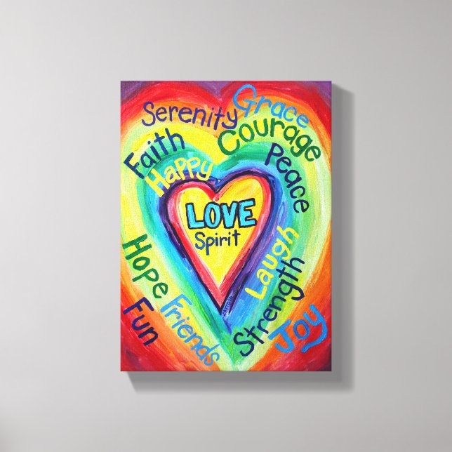 Rainbow Heart Spirit Painting Wrapped Canvas Art (Framsida)
