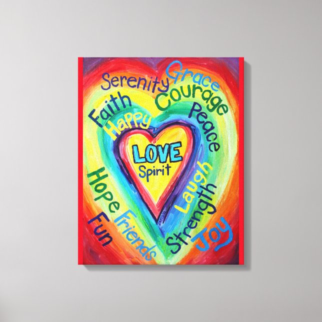 Rainbow Heart Spirit Painting Wrapped Canvas Art (Framsida)