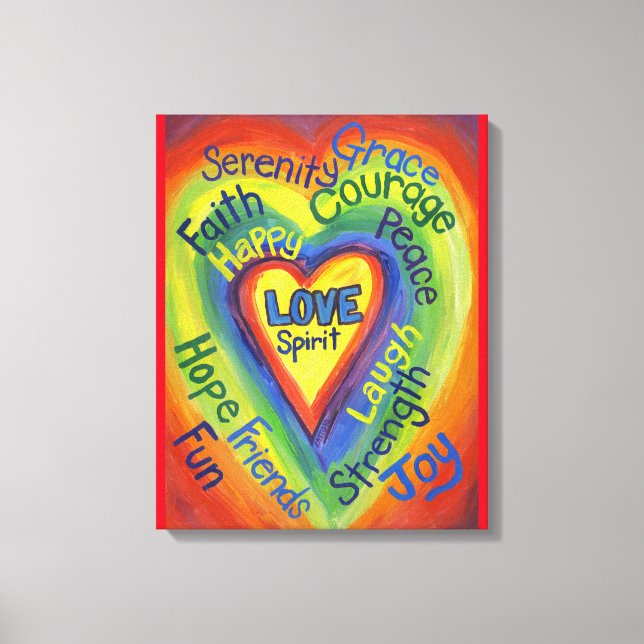 Rainbow Heart Spirit Painting Wrapped Canvas Art (Framsida)
