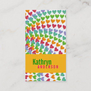 Rainbow Heart Sprinkles Colorful Kärlek Modern Ro Visitkort