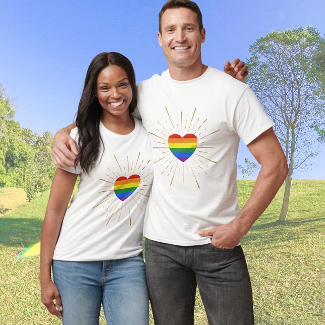 Rainbow Heart Starburst T Shirt (Skapare uppladdad)