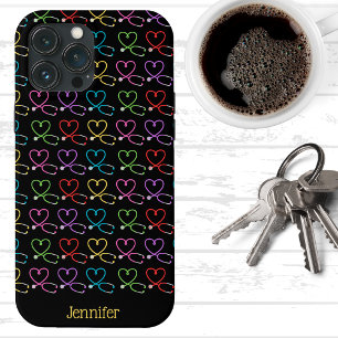Rainbow Heart Stethoscope Monogram
