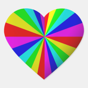 Rainbow Heart Stickers Hjärtformat Klistermärke