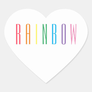 RAINBOW Heart Stickers Hjärtformat Klistermärke