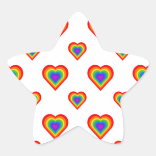 Rainbow Heart Stjärnformat Klistermärke