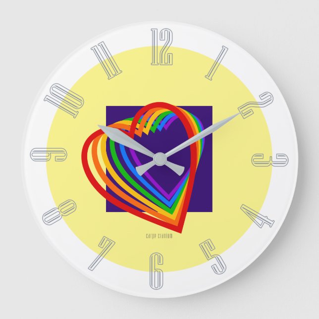 Rainbow Heart Stor Klocka (Framsida)