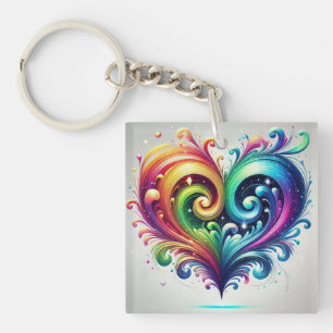 Rainbow Heart Swirling Ljusa färger